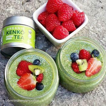 Green tea Chia Pudding made with organic matcha