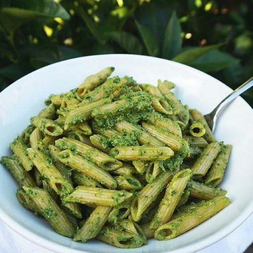 Vegan Matcha Lemon Pesto Pasta