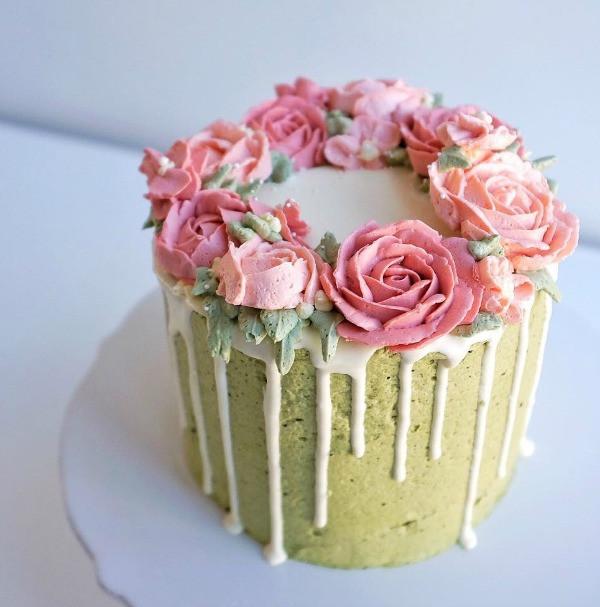 Rose Garden Matcha Tea Cake