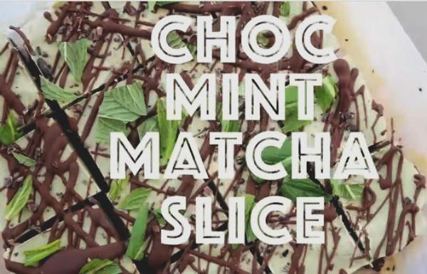 Vegan Raw Matcha Chocolate Mint Slices