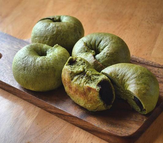 Matcha Bagels filled Chocolate Cake
