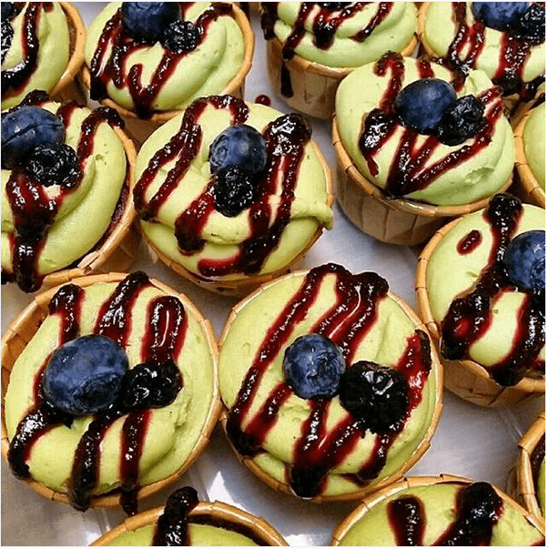 Matcha Frosting + Blueberry Lemon Cupcakes